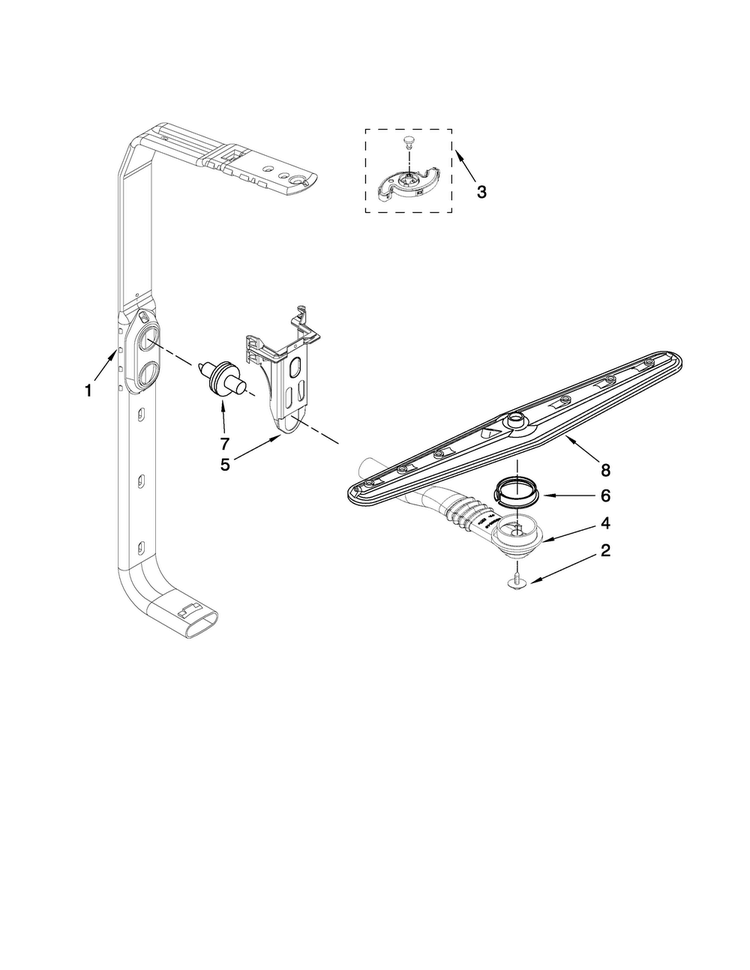 Upper Wash And Rinse Parts Diagram and Parts List for MDB7709AWS1  Maytag Dishwasher