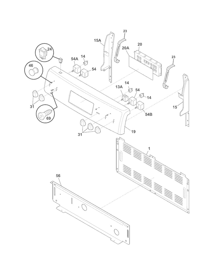 Backguard Diagram and Parts List for CRE3880LSM  Crosley Range