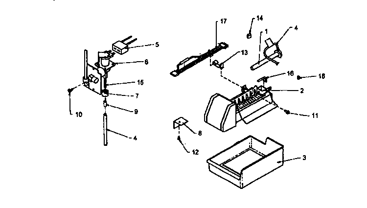 Icemaker Diagram and Parts List for TRI22S4L-P1196302WL  Amana Refrigerator