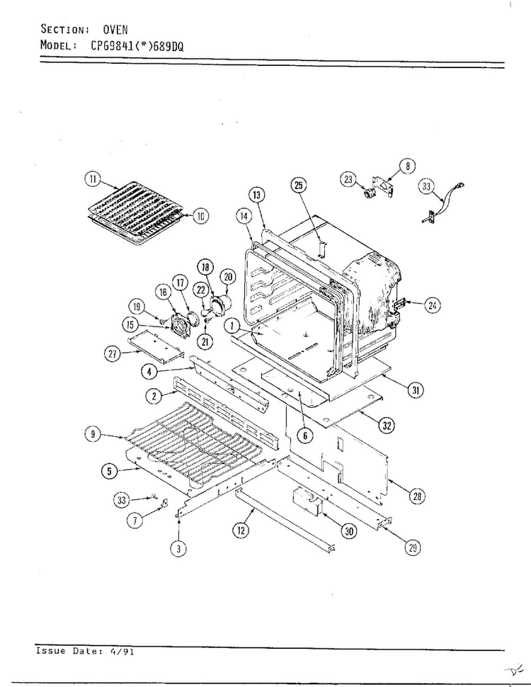 Oven Diagram and Parts List for CPG9841(*)689DQ  Hardwick Range