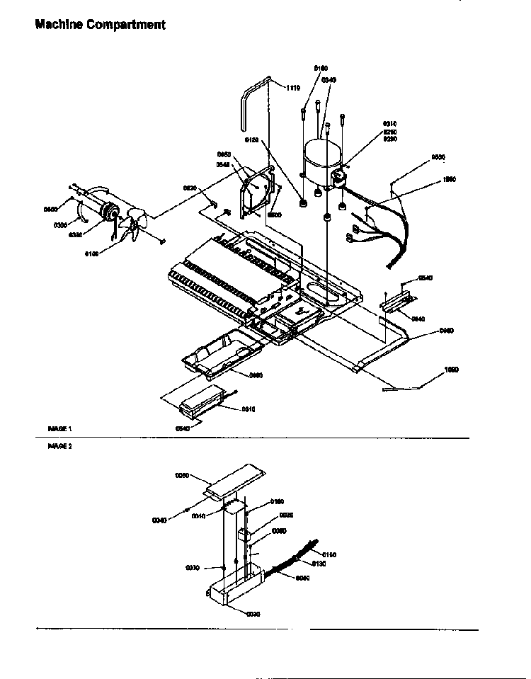 Machine Compartment Diagram and Parts List for SBD20S4E-P1190004WE  Amana Refrigerator
