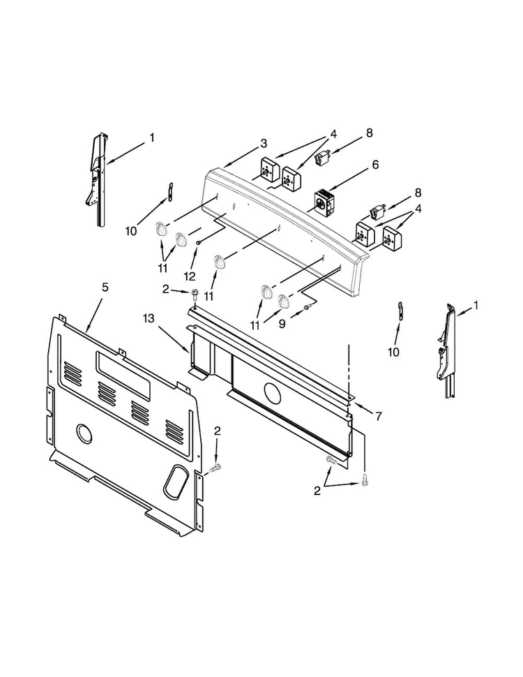 Control Panel Parts Diagram and Parts List for 4KMER7600AW0  Maytag Range