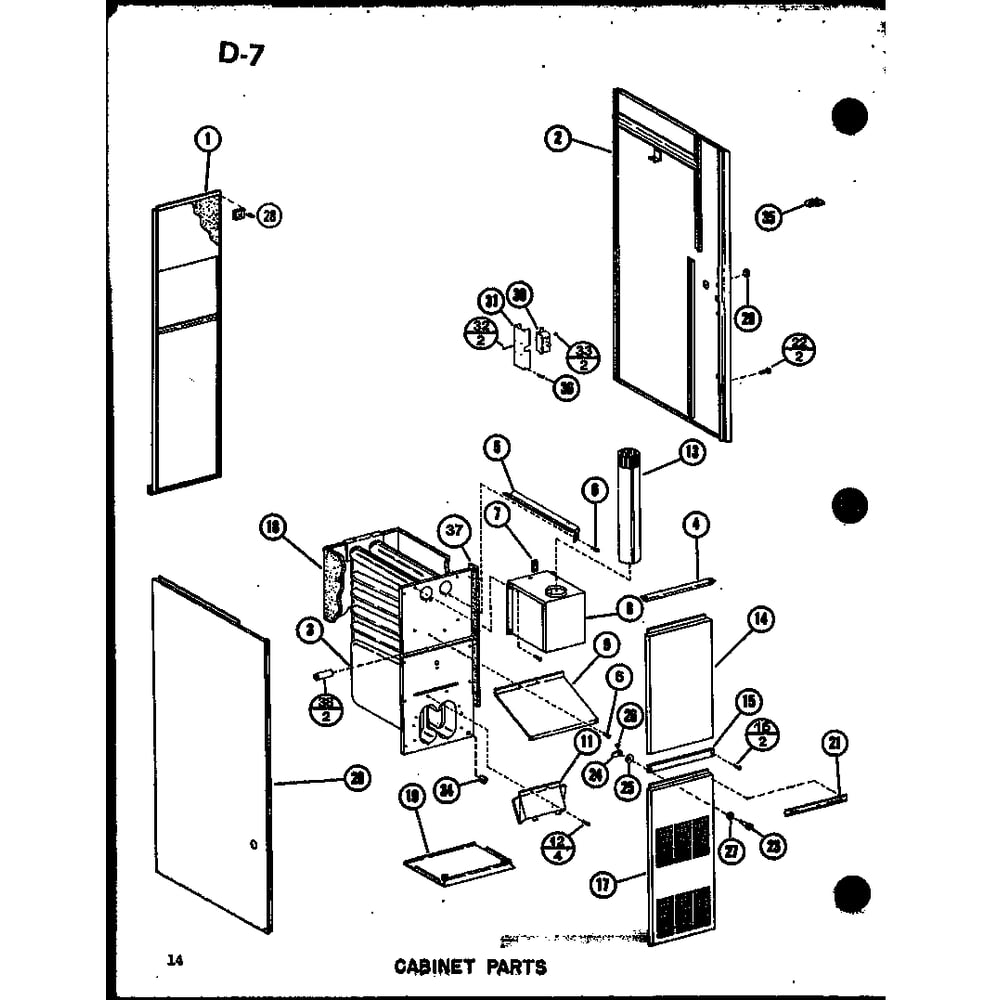Cabinet Parts 2 Diagram and Parts List for GCE80DN P68837-2F Amana Furnace