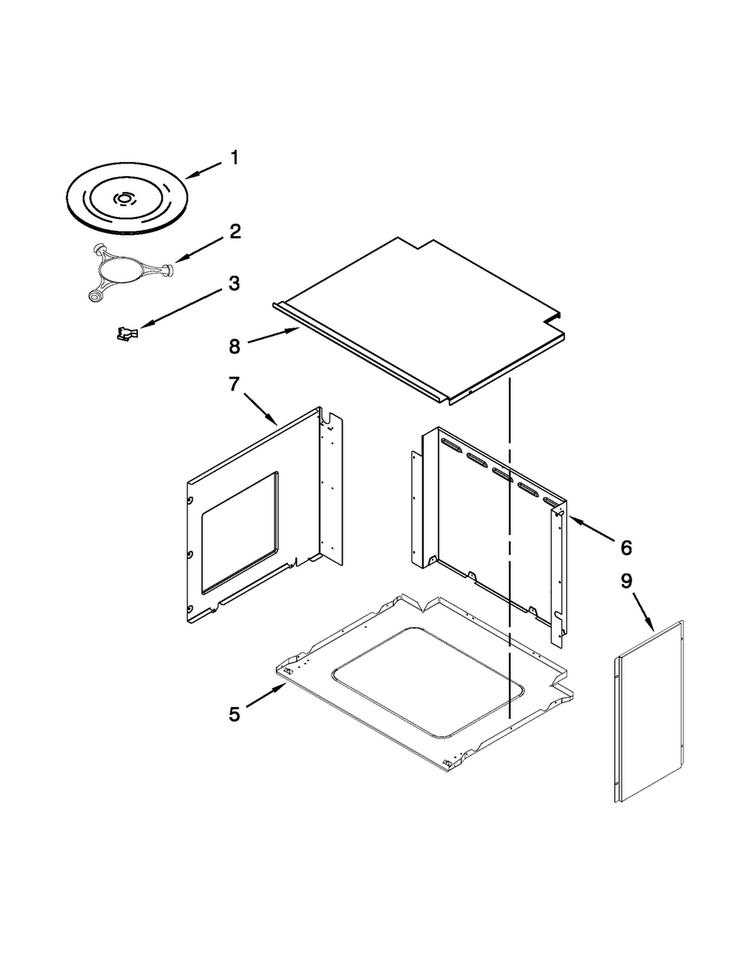 Top Support And Turntable Parts Diagram and Parts List for JMW2427WS01  Jenn-Air Microwave