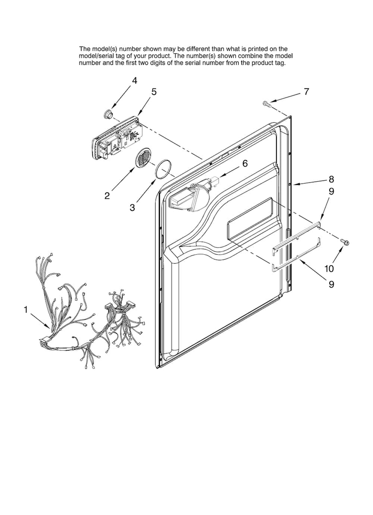 Door And Latch Parts Diagram and Parts List for MDB6701AWQ10  Maytag Dishwasher