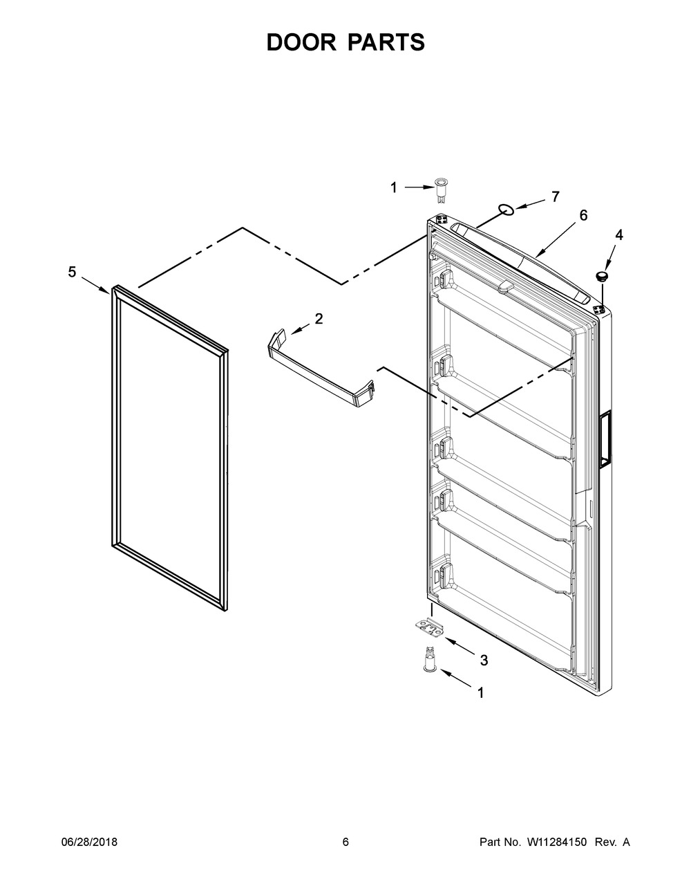 Door Parts Diagram and Parts List for MZF34X18FW03  Maytag Freezer