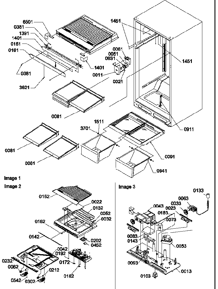 Interior Cabinet And Drain Assembly Diagram and Parts List for TSI22VL-P1306602WL  Amana Refrigerator