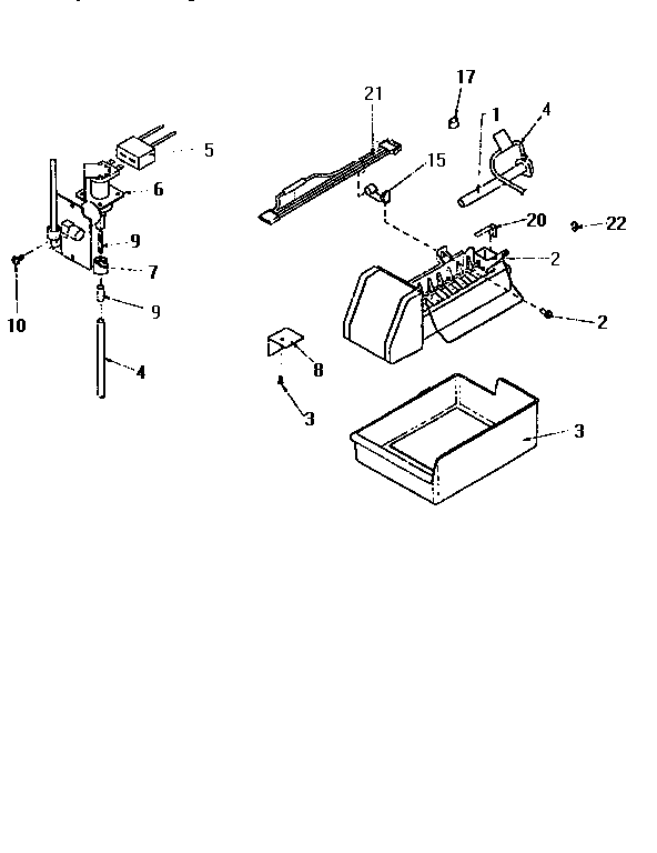 Add-on Ice Maker Assembly Diagram and Parts List for TH18S3W-P1195301W  Amana Refrigerator