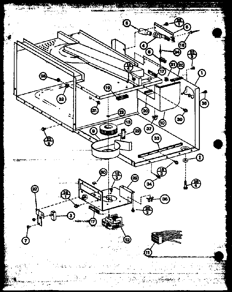 Blower/wiring Harness Diagram and Parts List for CRRL-700 P76381-2M Amana Microwave