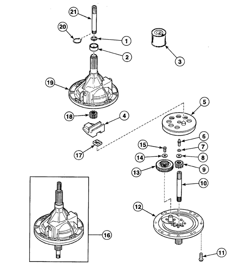 Transmission Diagram and Parts List for SWT221WM  Speed Queen Washer