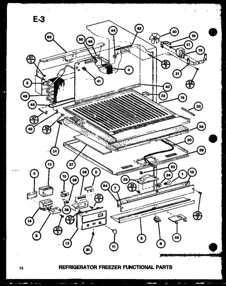 Refrigerator Freezer Functional Parts Diagram and Parts List for TC18G-P76512-5W  Amana Refrigerator
