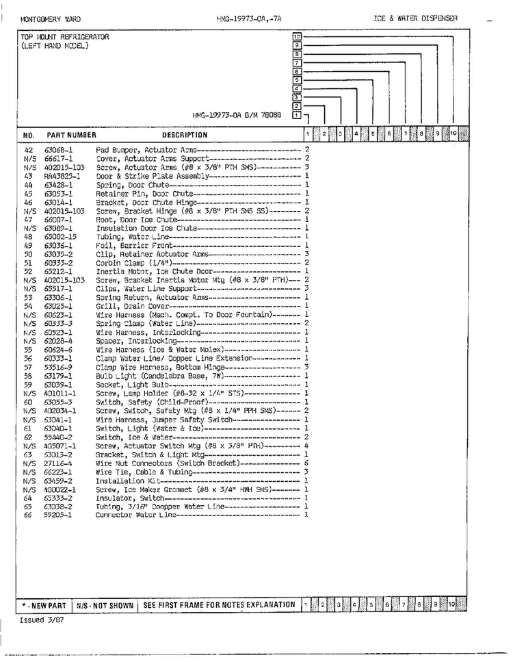 Ice And Water Dispenser Page 3 Diagram and Parts List for 19973A  Admiral Refrigerator