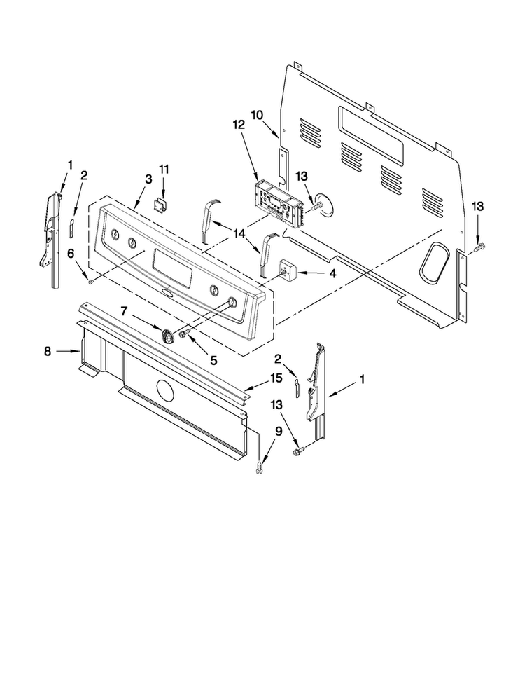 Control Panel Parts Diagram and Parts List for AER5822VAB0  Amana Range