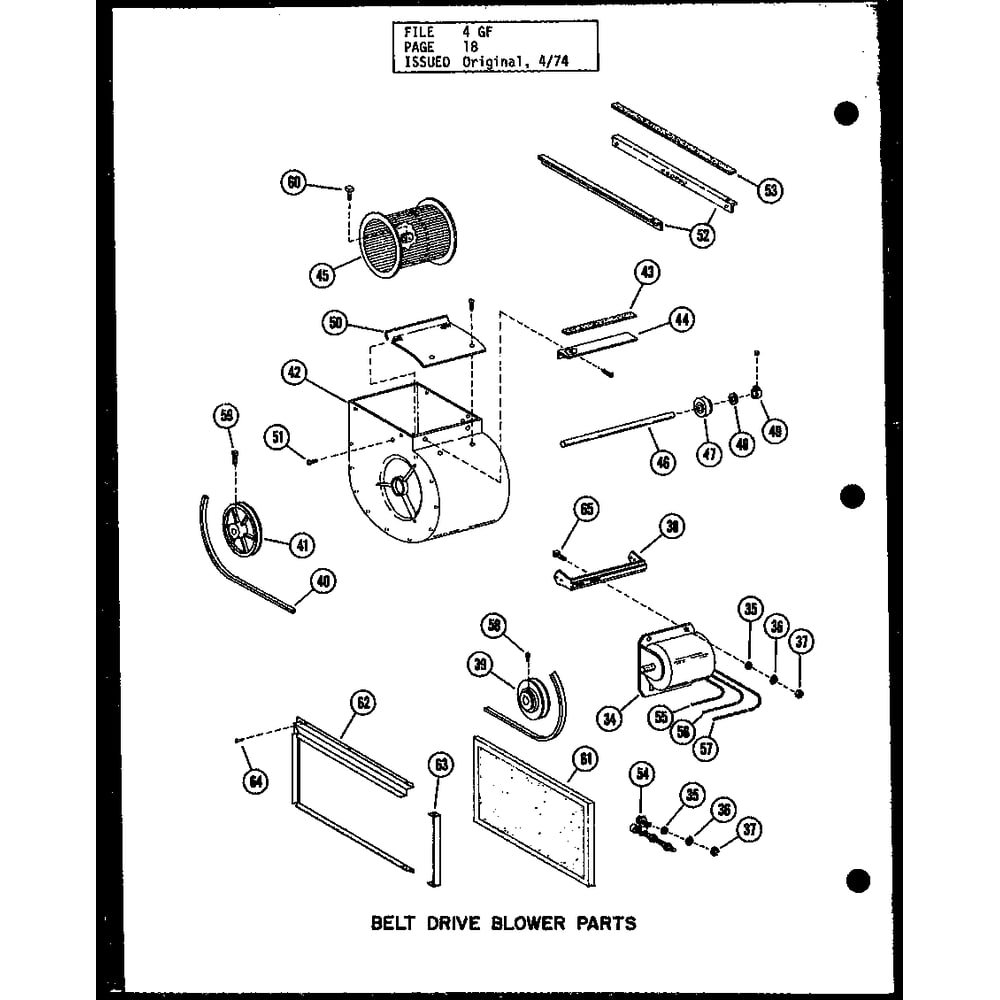 Belt Drive Blower Parts 1 Diagram and Parts List for GH-105E-3 P96324-9F Amana Furnace