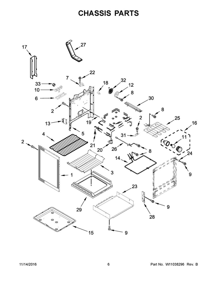 Chassis Parts Diagram and Parts List for MER8650FZ0  Maytag Range
