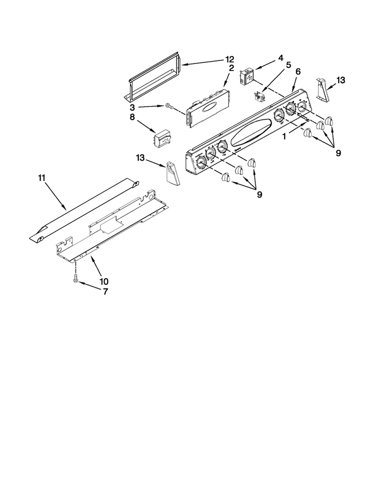 Control Panel Parts Diagram and Parts List for MES5875BAS21  Maytag Range