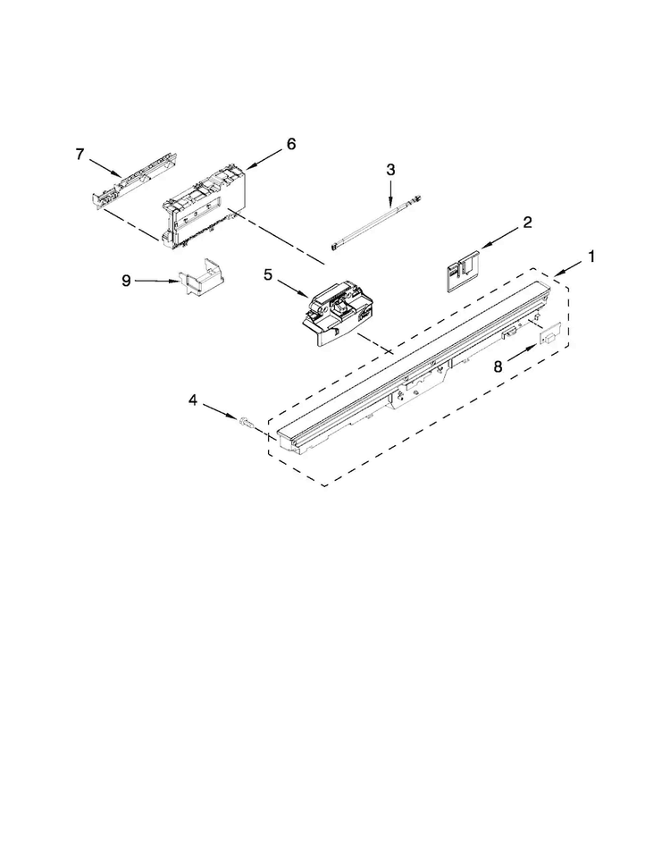 Control Panel And Latch Parts Diagram and Parts List for JDB8700AWP0  Jenn-Air Dishwasher