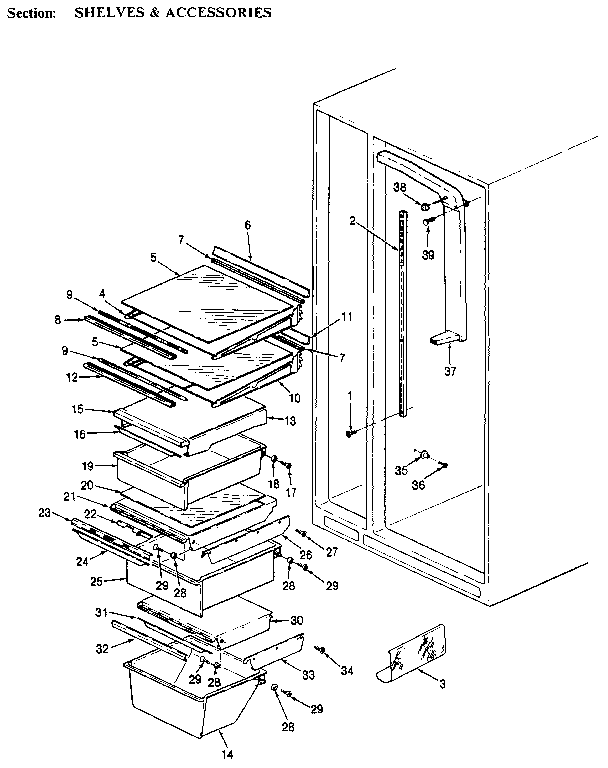 Shelves & Accessories Diagram and Parts List for JRSD246B MBQ81C Jenn-Air Refrigerator