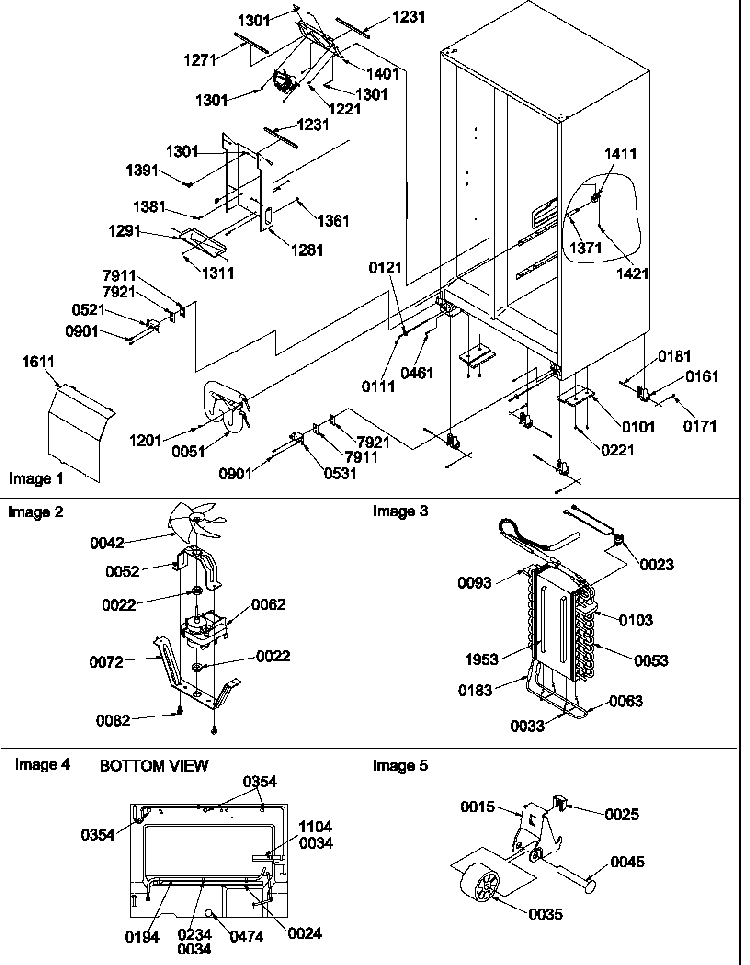 Drain Systems, Rollers, And Evaporator Assy Diagram and Parts List for SRD522VW-P1320301WW  Amana Refrigerator