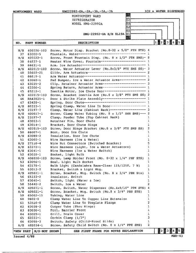 Ice/water Dispenser Page 3 Diagram and Parts List for 22992-OA  Admiral Refrigerator