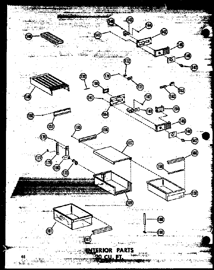 Interior Parts 20 Cu. Ft. Diagram and Parts List for T16W-P60303-8W  Amana Refrigerator