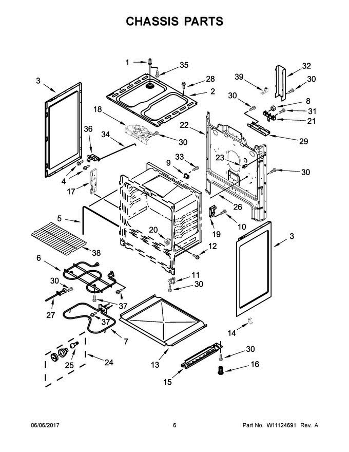 04 - Chassis Parts Diagram and Parts List for ACR4503SFW1  Amana Range