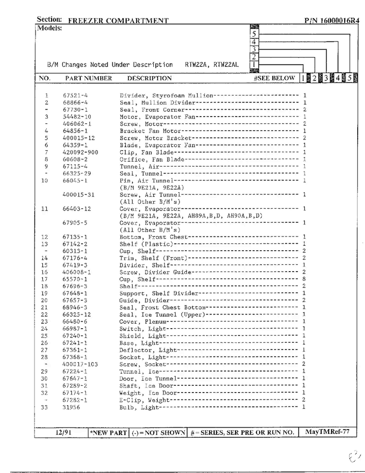 Freezer Compartment Page 2 Diagram and Parts List for 22752  Maytag Refrigerator