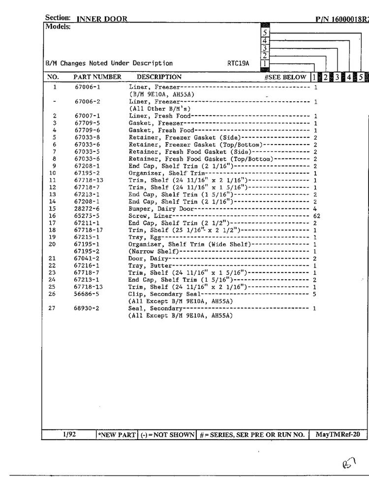 Inner Door Page 2 Diagram and Parts List for 19694  Maytag Refrigerator