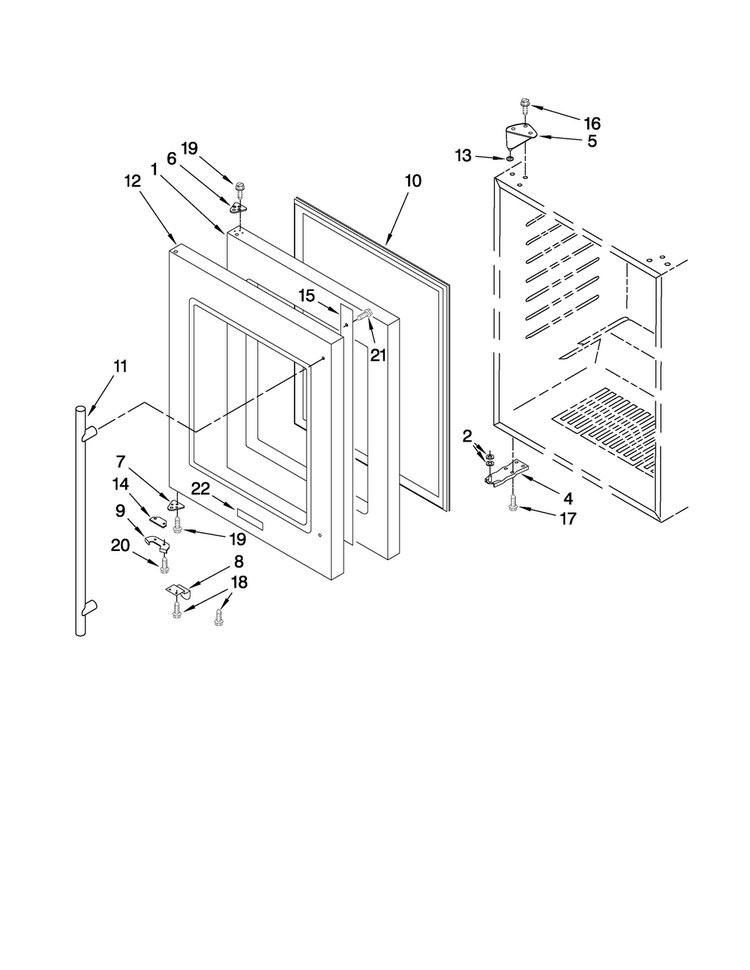 Door Parts Diagram and Parts List for JUB248LBRB00  Jenn-Air Wine and Beverage Cooler