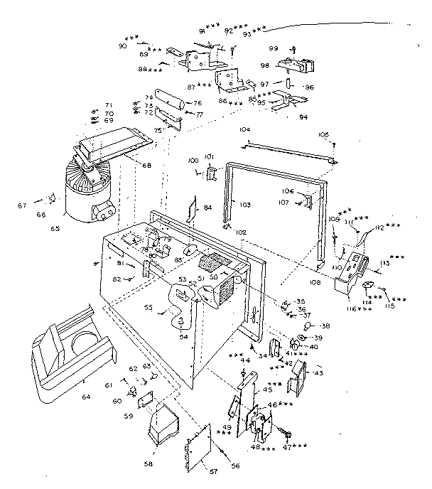 Oven Assembly Diagram and Parts List for 5629967311  Kenmore Microwave