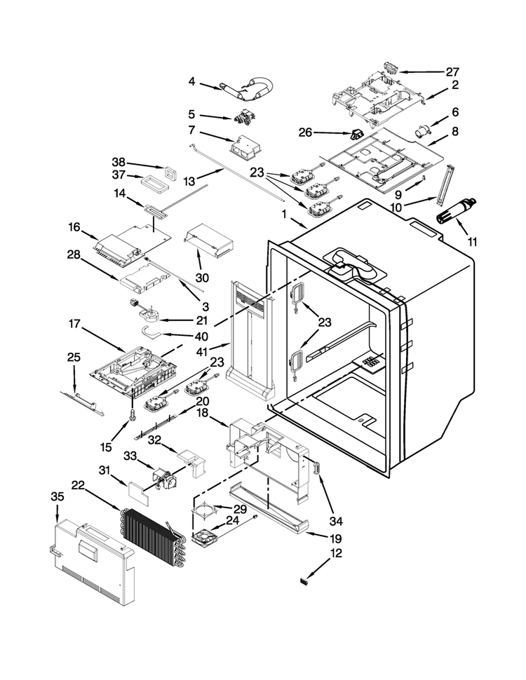 Refrigerator Liner Parts Diagram and Parts List for 7MF2976AEM00  Maytag Refrigerator