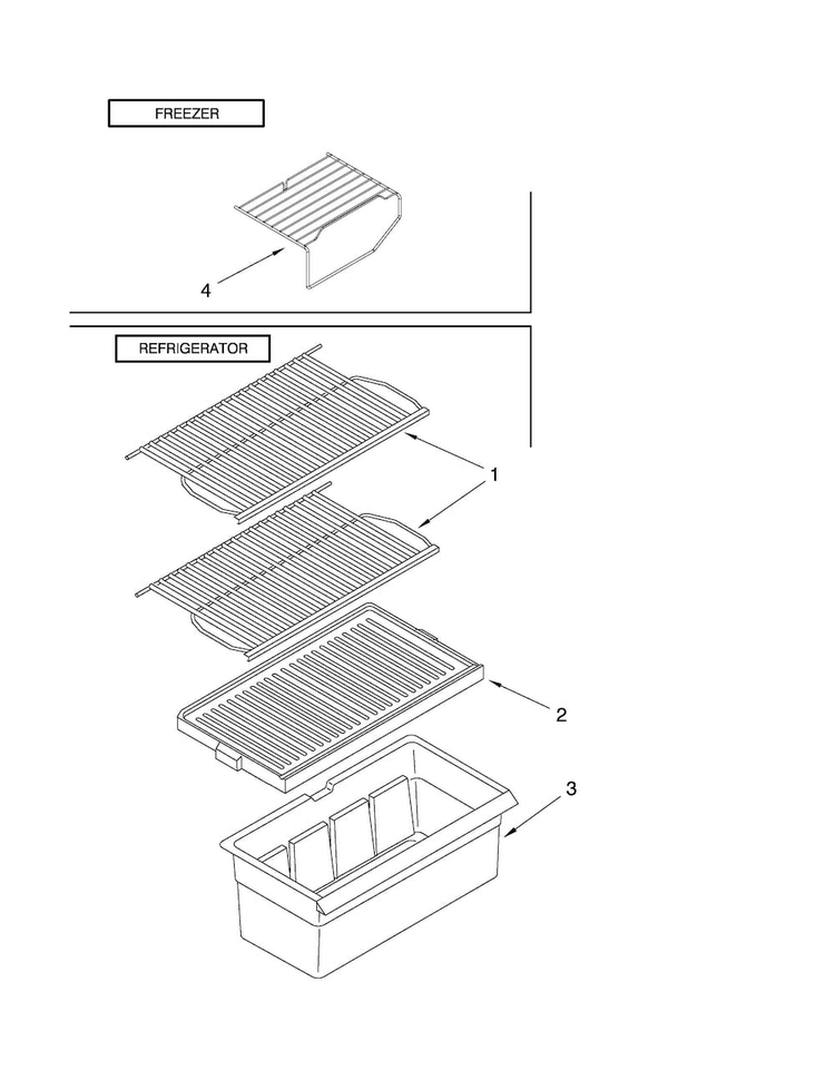 Shelf Parts Diagram and Parts List for A6TXNWFXW00  Amana Refrigerator