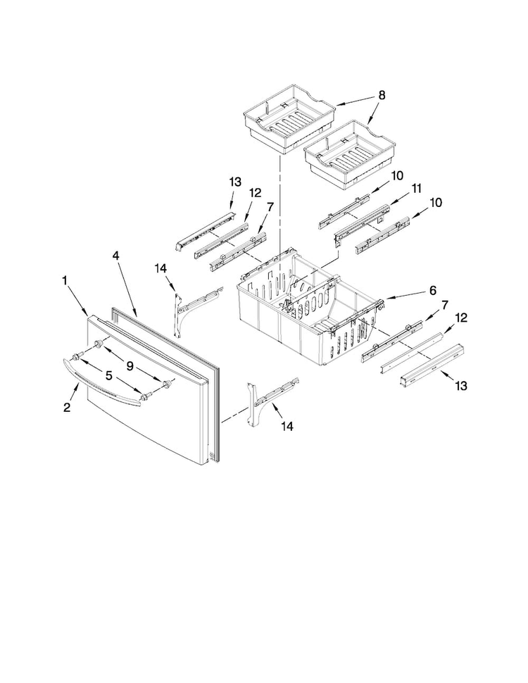 Freezer Door Parts Diagram and Parts List for MFI2269VEM7  Maytag Refrigerator