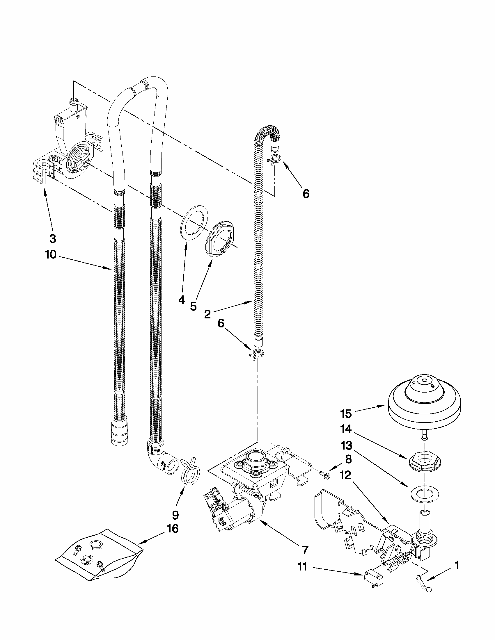 Fill, Drain And Overfill Parts Diagram and Parts List for MDB8959AWS2  Maytag Dishwasher