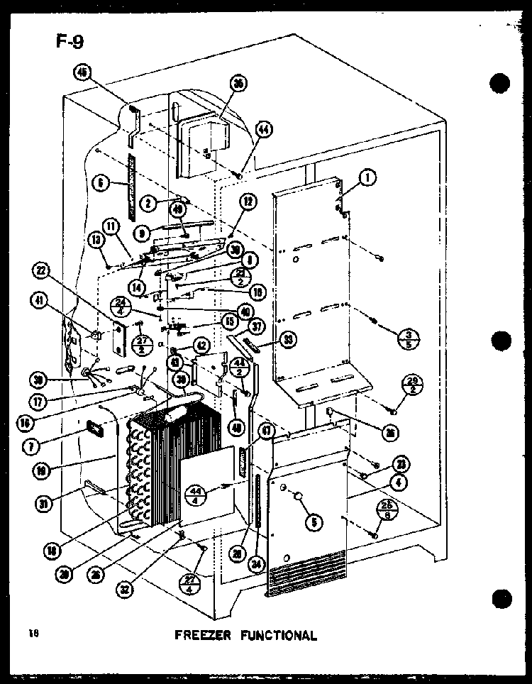 Freezer Functional Diagram and Parts List for SLDI25F-A-P76421-1WA  Amana Refrigerator
