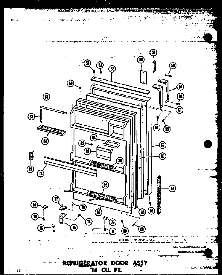 Refrigerator Door Assy 16 Cu. Ft. Diagram and Parts List for T16N-P60236-48W  Amana Refrigerator