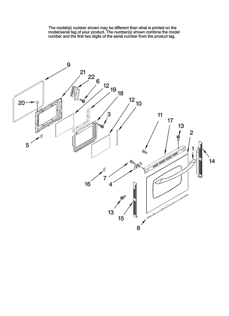 Lower Door Parts Diagram and Parts List for MER6757BAB14  Maytag Range