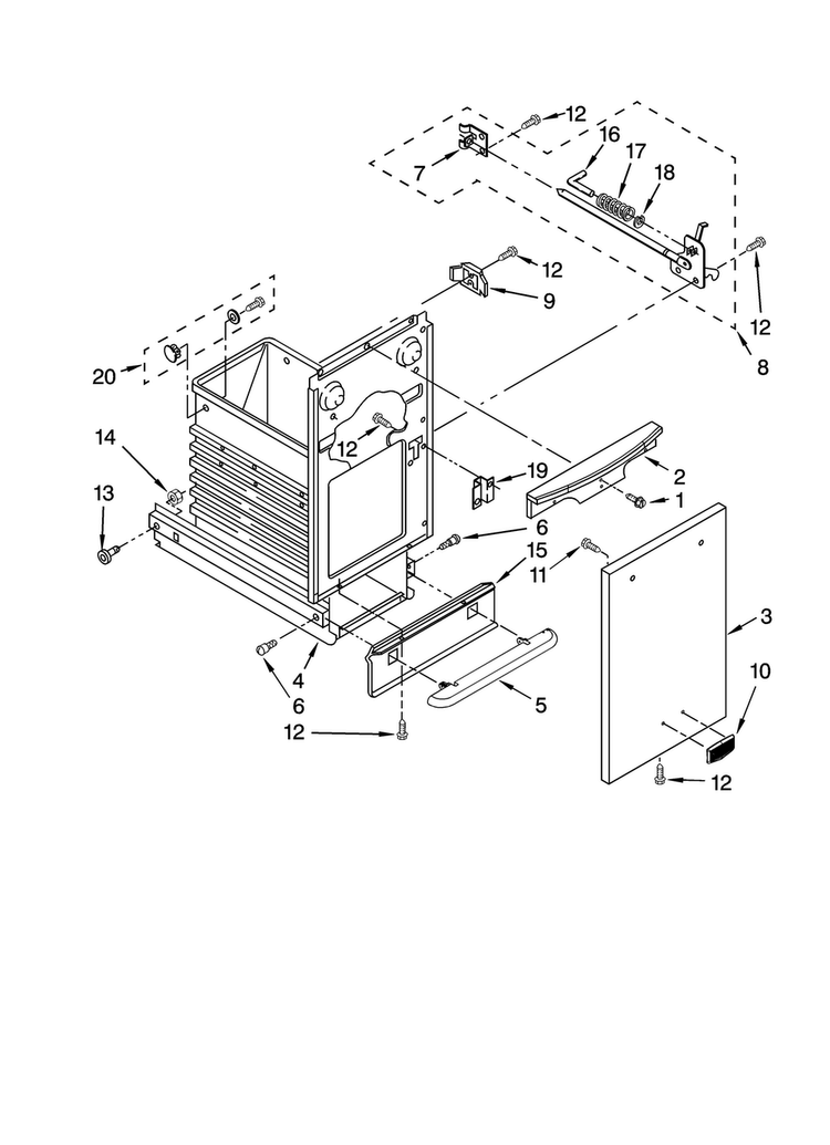 Container Parts Diagram and Parts List for MTUC7000AWB0  Maytag Trash Compactor