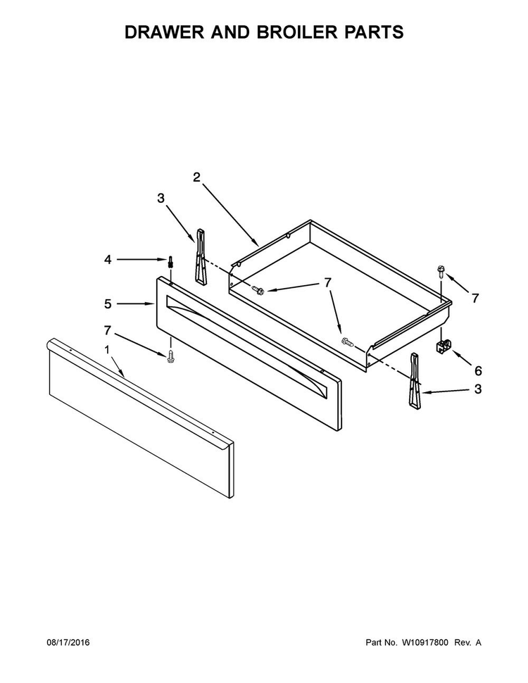 Drawer And Broiler Parts Diagram and Parts List for YAER6603SFS0  Amana Range