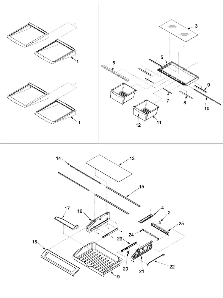 Refrigerator Shelving Diagram and Parts List for JB2028PEHB  Jenn-Air Refrigerator