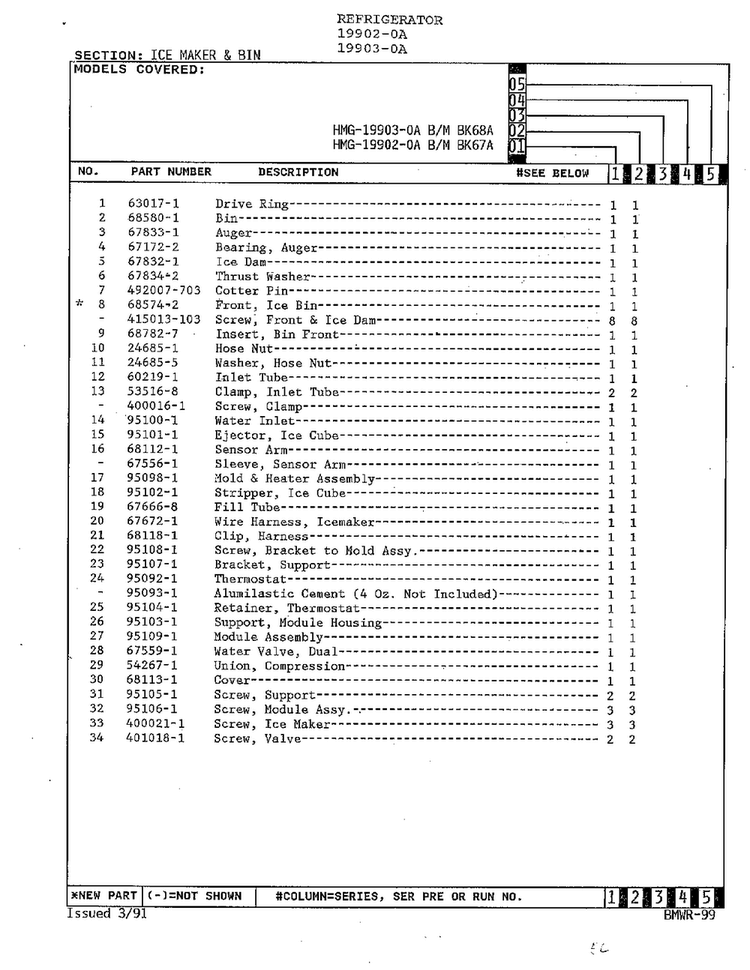 Ice Maker And Bin Page 2 Diagram and Parts List for 19903-0A  Admiral Refrigerator