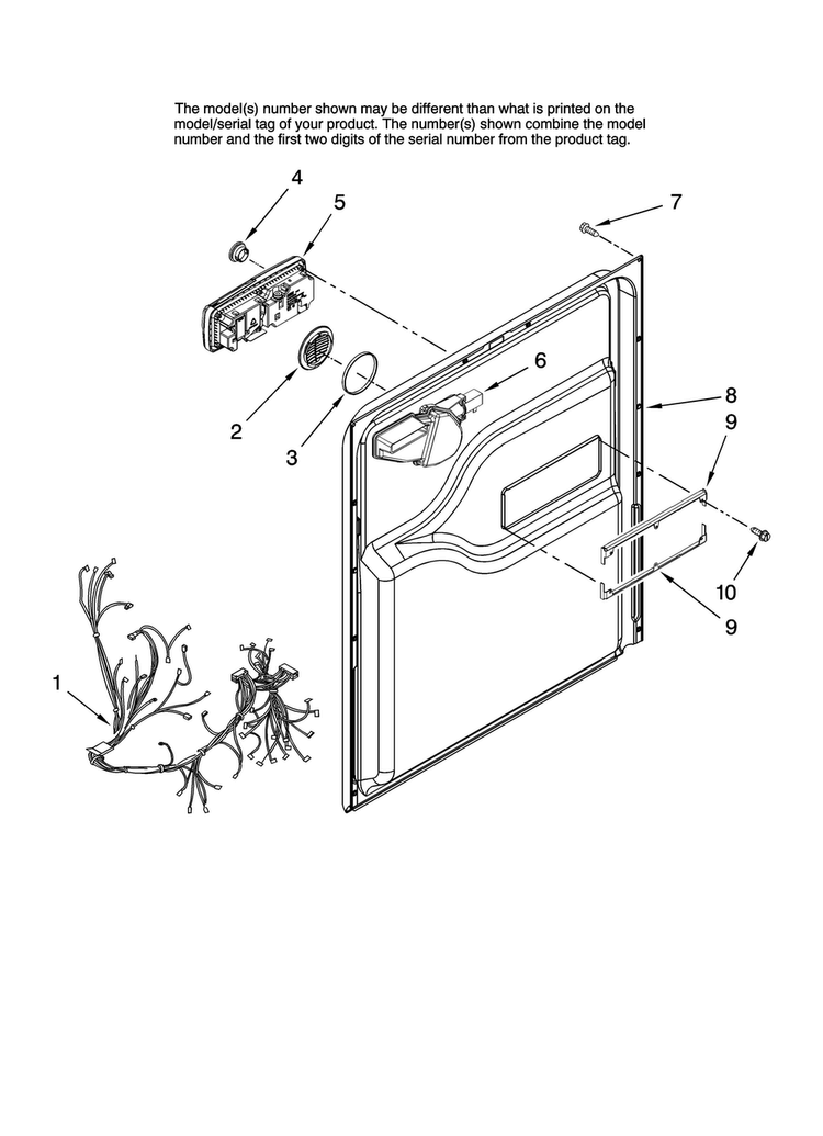 Door And Latch Parts Diagram and Parts List for MDB6702AWB10  Maytag Dishwasher