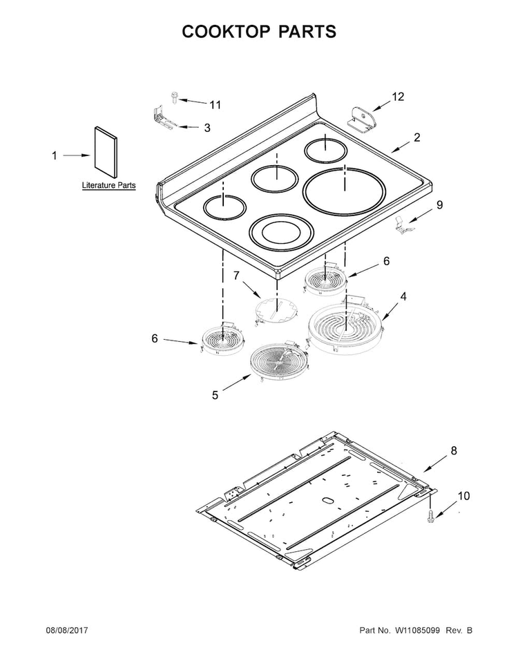 Cooktop Parts Diagram and Parts List for MER8800FB0  Maytag Range