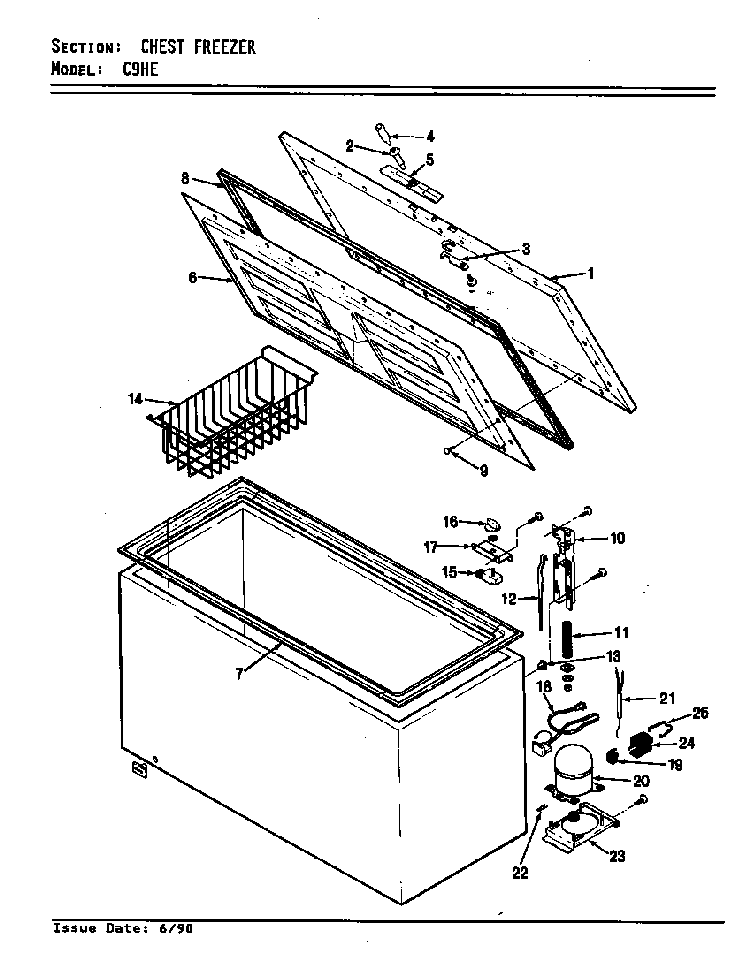 Chest Freezer Diagram and Parts List for C9HE V5ZUC Maytag Refrigerator