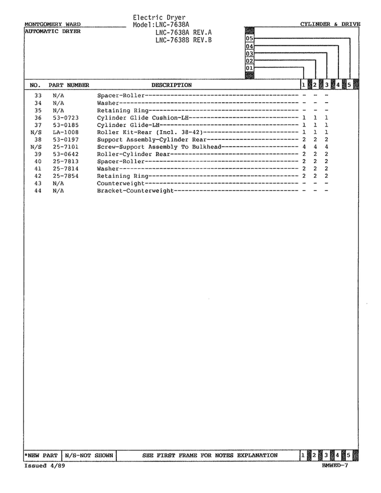 Cylinder And Drive Page 3 Diagram and Parts List for 7638A  Norge Dryer