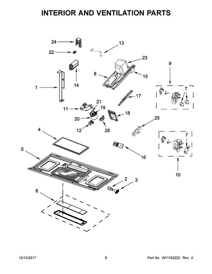 04 - Interior And Ventilation Parts Diagram and Parts List for YMMV4205FB2  Maytag Microwave Oven Combo