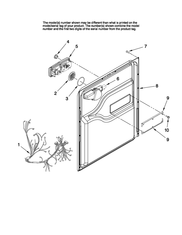 Inner Door Parts Diagram and Parts List for MDC4650AWB0  Maytag Dishwasher