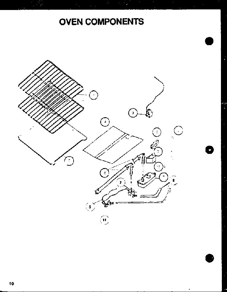 Oven Components Diagram and Parts List for RLT359UCO P1141108NW Caloric Range