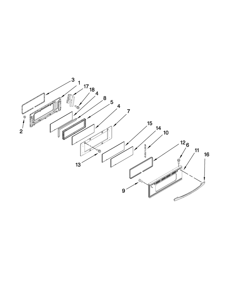 Upper Door Parts Diagram and Parts List for MER6875BAS18  Maytag Range