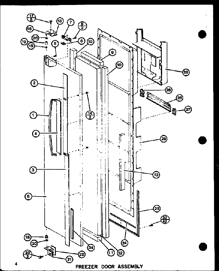 Freezer Door Assembly Diagram and Parts List for SL22GL-P7745508WL  Amana Refrigerator